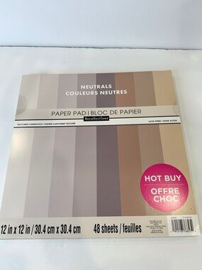 🆕 Recollections Neutral Paper Pad 12x12 Scrapbook Cardstock 48 Sheets